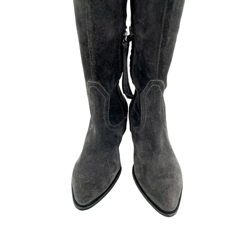 Dolce Vita Silas Grey Suede Leather Over the Knee Western Boots SZ 6 New